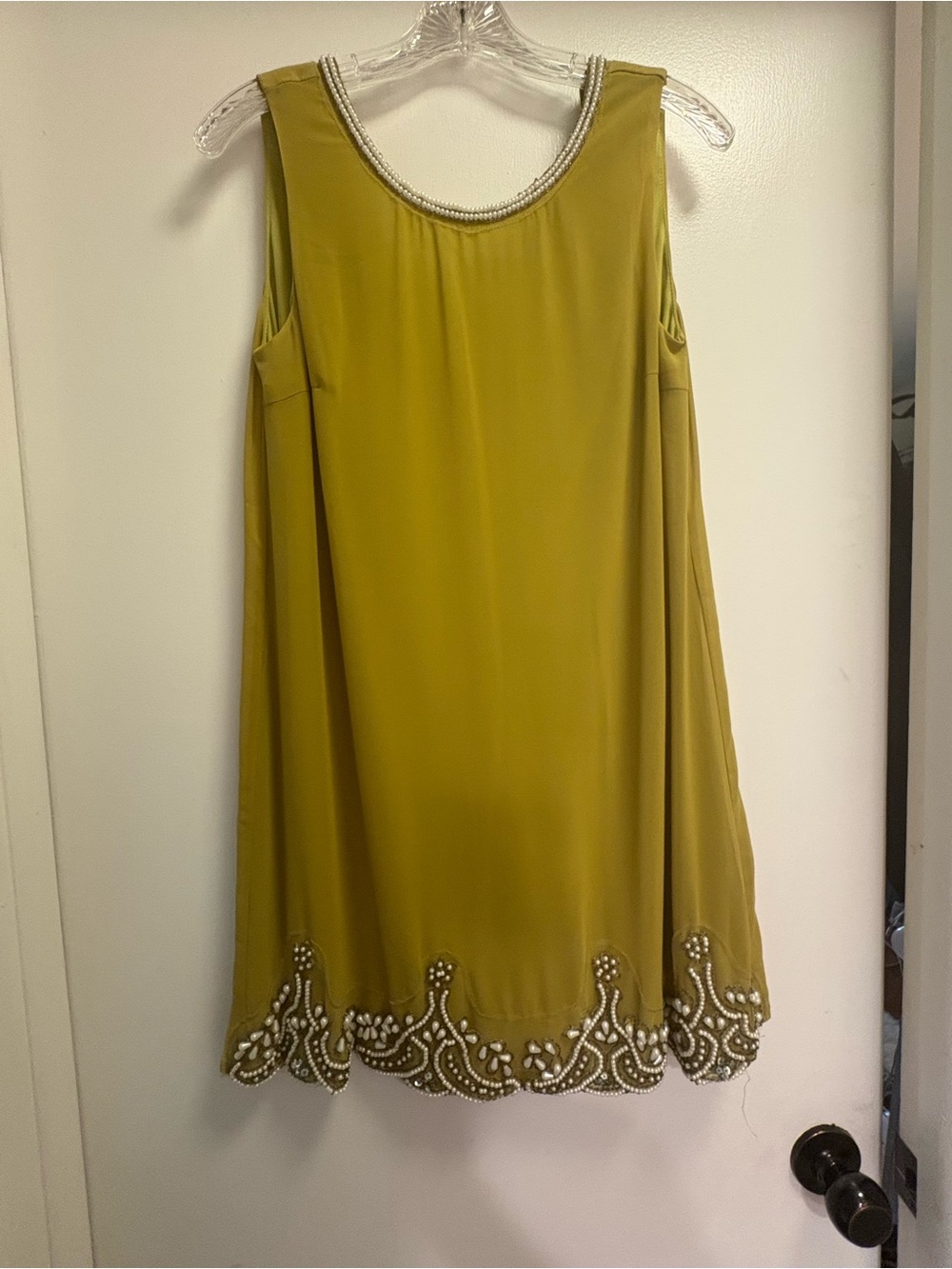 Ark & Co Lime Green Beaded Neckline Dress